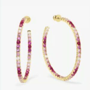 Melinda Maria Heiress Ombré Hoops - Gold & Pink Sapphire 2"